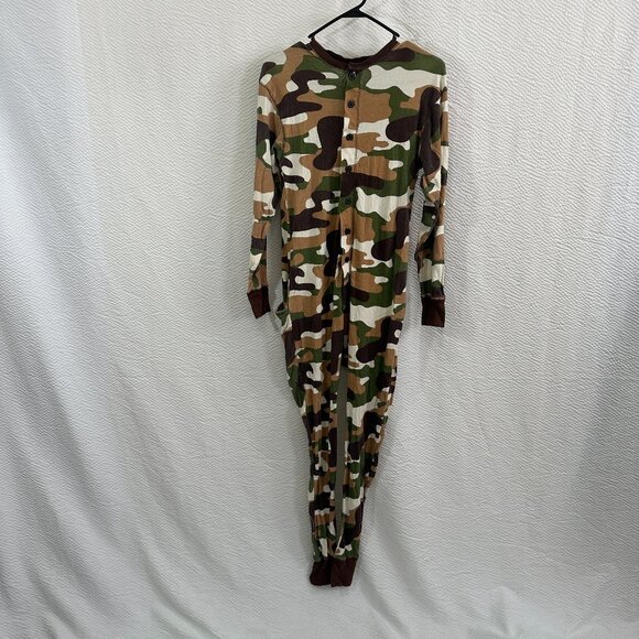 Buck Naked Adult Green Onesie Flapjack Lazy One Long Johns Camo - Picture 2 of 7
